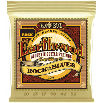 ERNIE BALL 3008_1 Earthwood 80/20 Bronze Rock&Blues 1 Pack 10-52 - Струны для акустической гитары P03008_1 - фото 8751