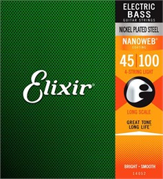 14052 NANOWEB Комплект струн для бас-гитары, никелированные, Light, 45-100, Elixir 14052