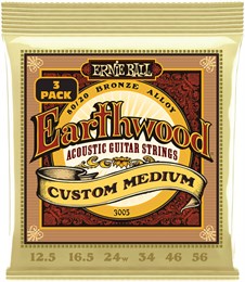ERNIE BALL 3005 Earthwood 80/20 Bronze Custom Medium 3 Pack 12.5-56 - Струны для акустической гитары P03005-1